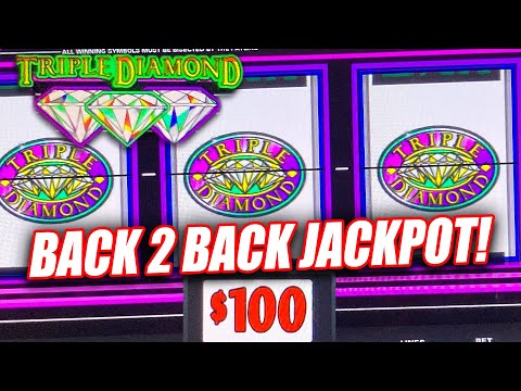 WOW!! BACK 2 BACK JACKPOTS ON HIGH LIMIT TRIPLE DOUBLE DIAMOND SLOT MACHINE  ➜ CASINO SLOTS