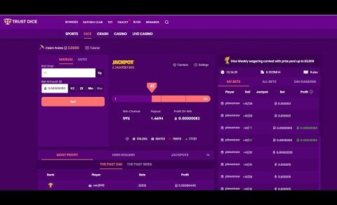Crypto Casino Trust Dice Gameplay – Earning a 22.5x Return in 5 mins [Link is Below]