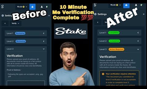 Stake Verification India🇮🇳Level 1 Or 2 Verification In 10 Minutes💯💯||New Trick Stake Tutorial