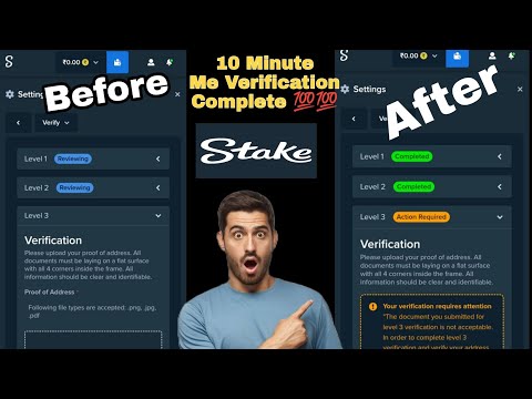 Stake Verification India🇮🇳Level 1 Or 2 Verification In 10 Minutes💯💯||New Trick Stake Tutorial