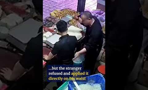 Man passes out after stranger in China applies mysterious ointment on his back #shorts