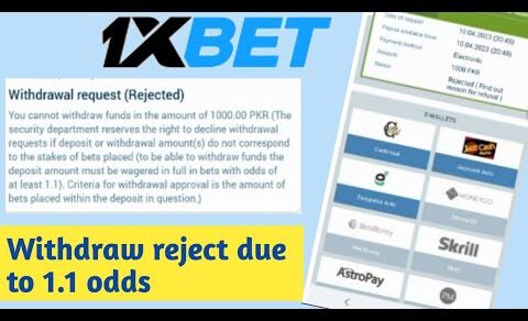 1XBet Withdraw Problem||Withdraw Reject due to at least 1.1 Odds||1xbet withdrawal approved.