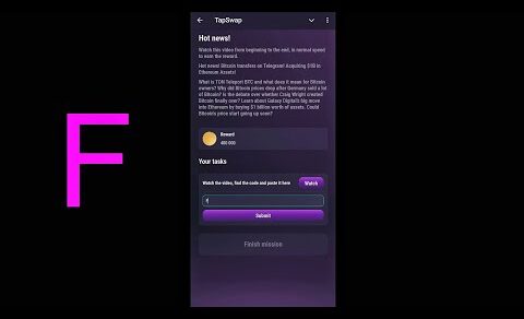 Hot news! | Tapswap Code Hot news! Bitcoin transfers on Telegram! Acquiring $1B in Ethereum Assets!