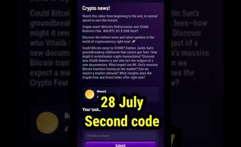 TapSwap Crypto News Video Code | TapSwap Code Today | TapSwap 28 July Crypto News Mission Code